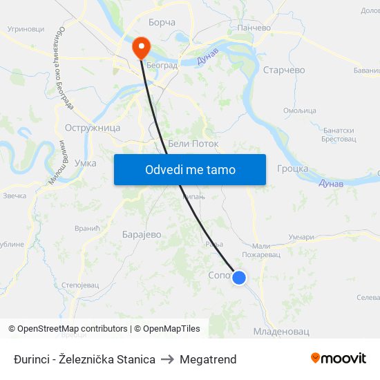 Đurinci - Železnička Stanica to Megatrend map