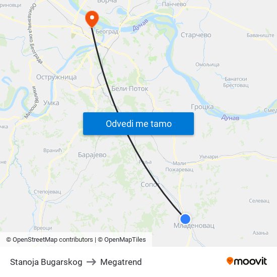 Stanoja Bugarskog to Megatrend map