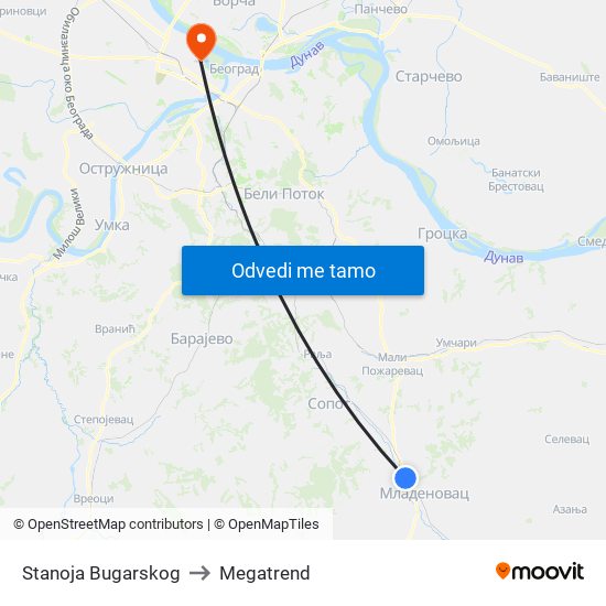 Stanoja Bugarskog to Megatrend map