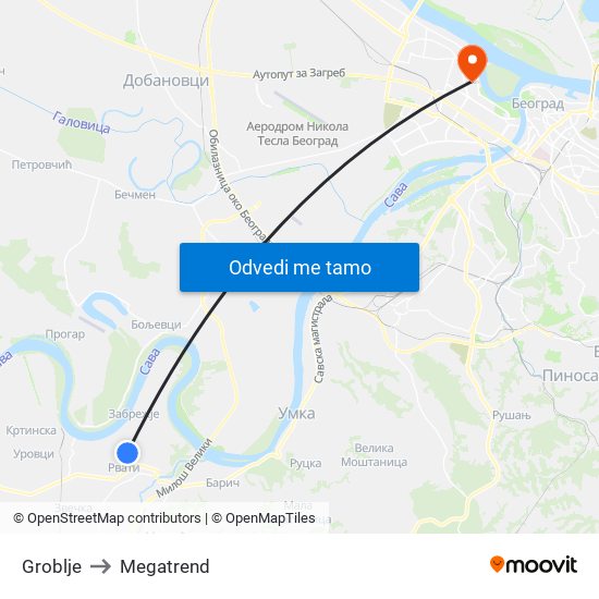 Groblje to Megatrend map