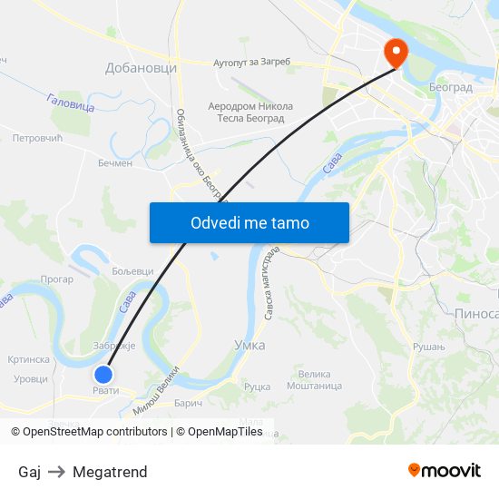 Gaj to Megatrend map