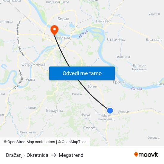 Dražanj - Okretnica to Megatrend map