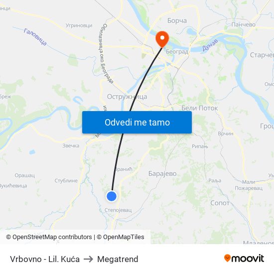 Vrbovno - Lil. Kuća to Megatrend map