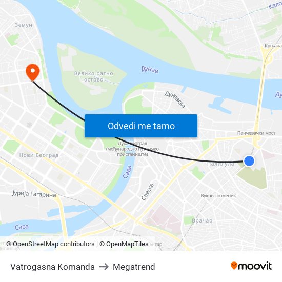 Vatrogasna Komanda to Megatrend map