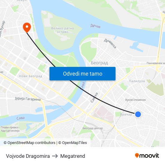 Vojvode Dragomira to Megatrend map