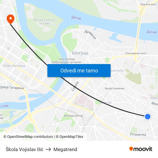 Škola Vojislav Ilić to Megatrend map