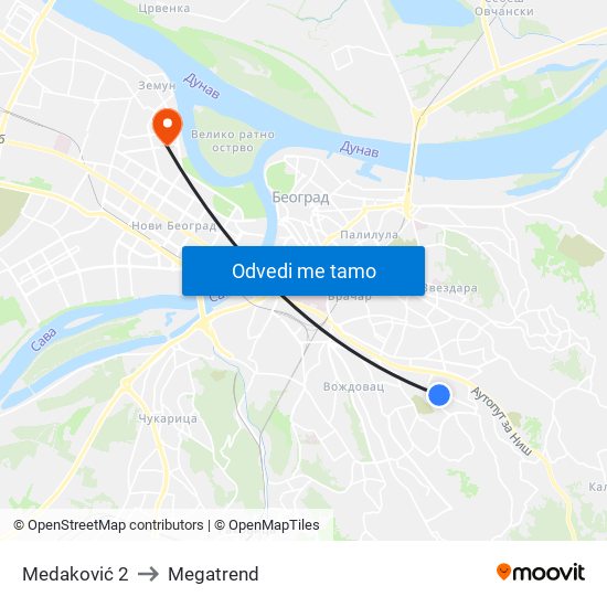 Medaković 2 to Megatrend map