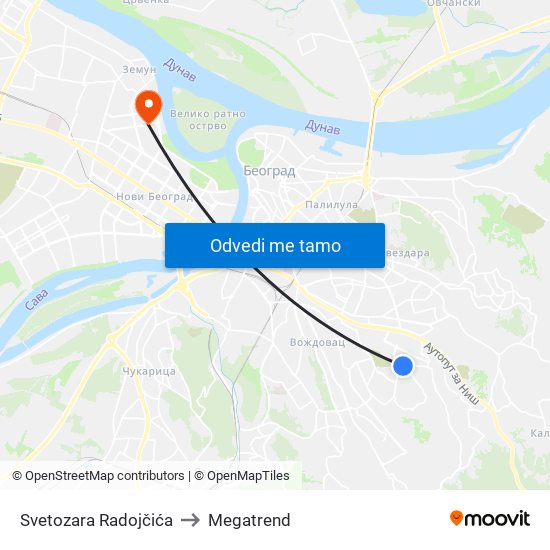 Svetozara Radojčića to Megatrend map