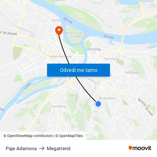 Paje Adamova to Megatrend map