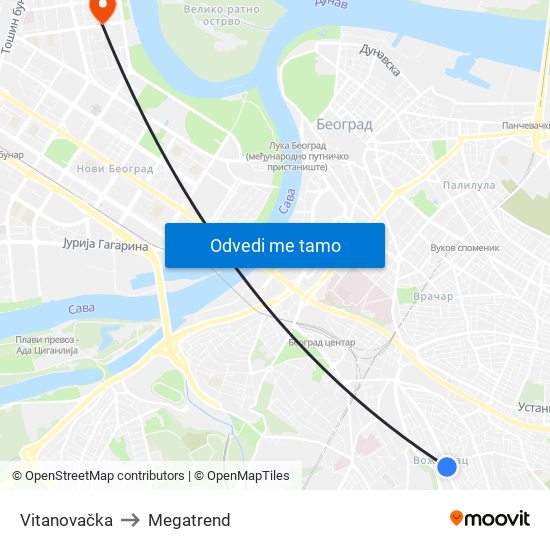 Vitanovačka to Megatrend map