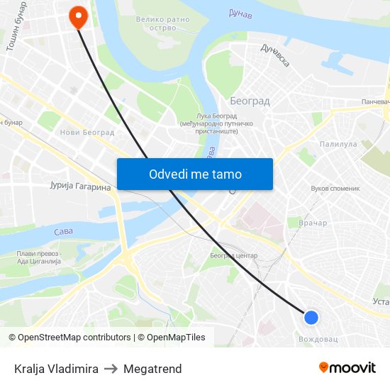Kralja Vladimira to Megatrend map