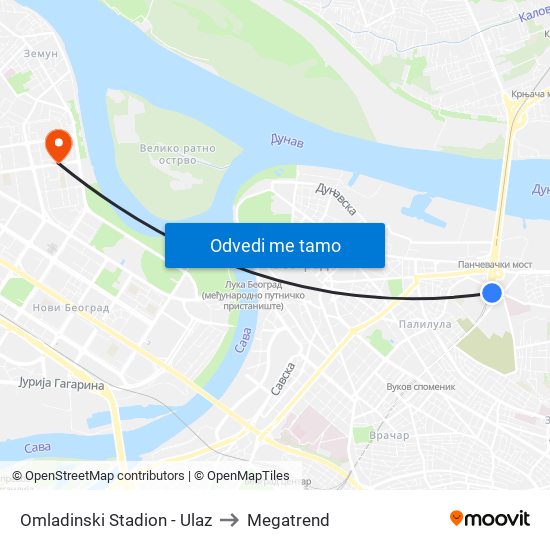 Omladinski Stadion - Ulaz to Megatrend map