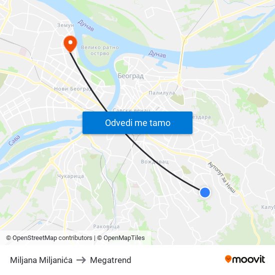 Miljana Miljanića to Megatrend map