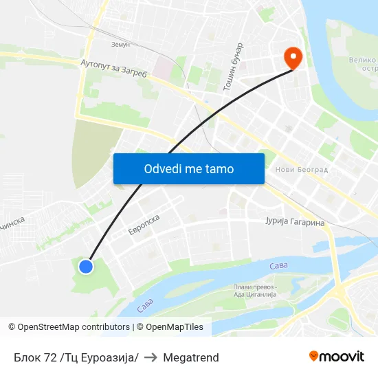 Блок 72 /Тц Еуроазија/ to Megatrend map