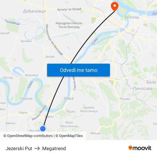Jezerski Put to Megatrend map