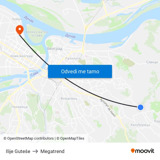 Ilije Guteše to Megatrend map