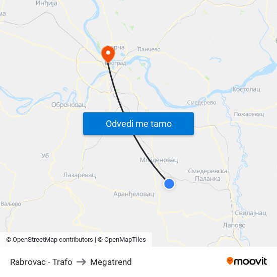 Rabrovac - Trafo to Megatrend map