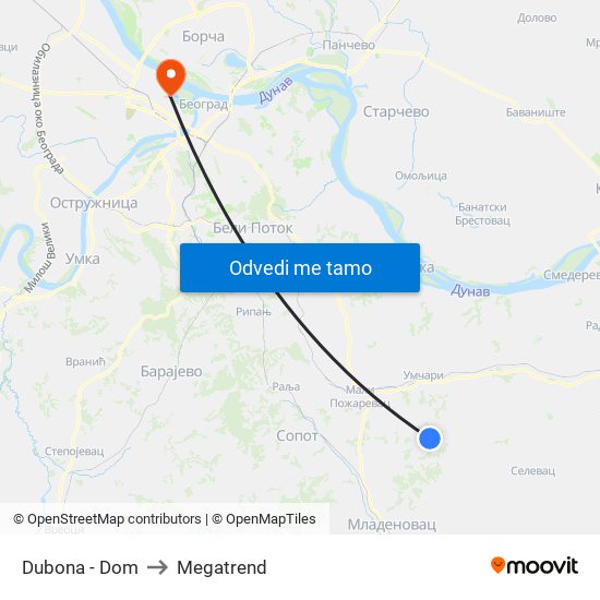 Dubona - Dom to Megatrend map