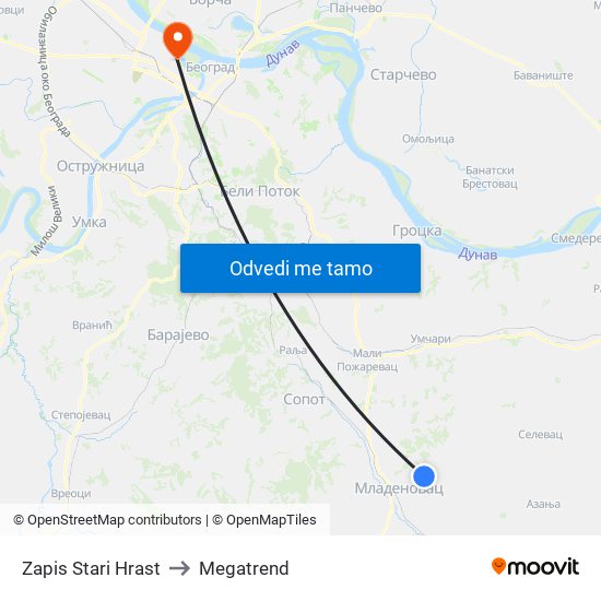 Zapis Stari Hrast to Megatrend map