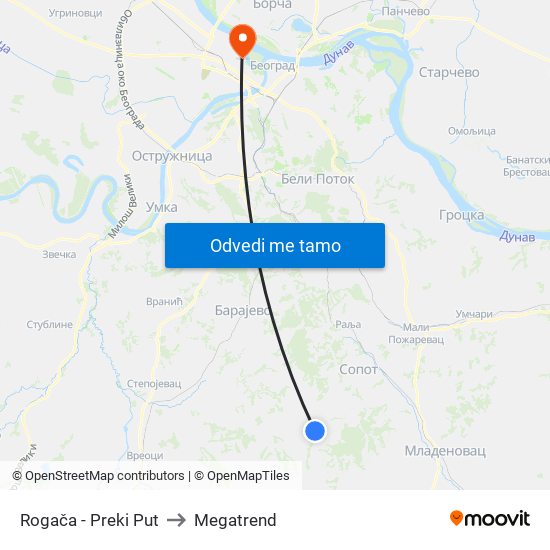 Rogača - Preki Put to Megatrend map