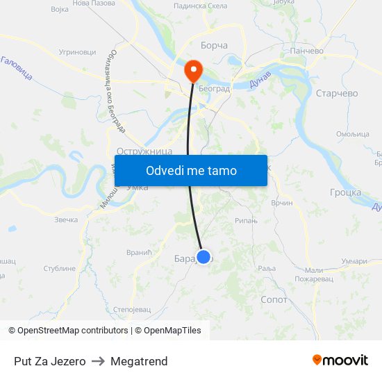 Put Za Jezero to Megatrend map