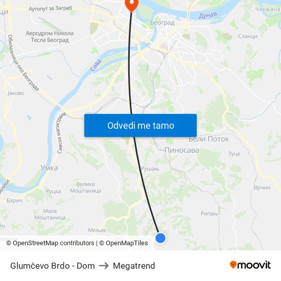 Glumčevo Brdo - Dom to Megatrend map