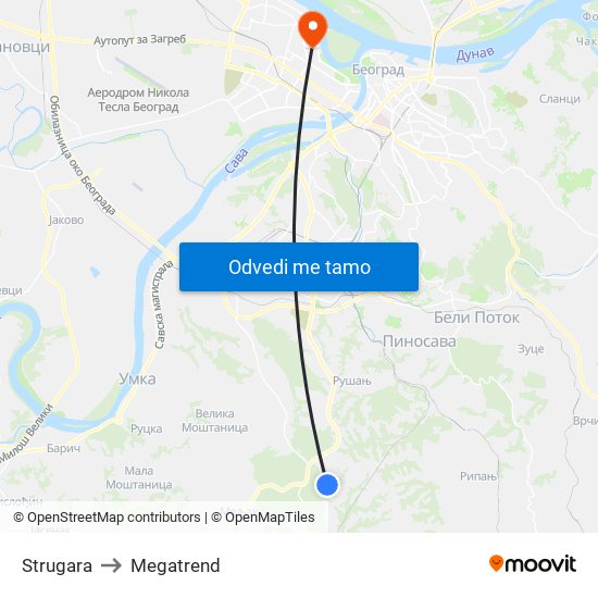 Strugara to Megatrend map