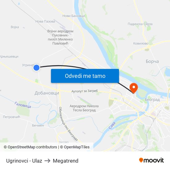 Ugrinovci - Ulaz to Megatrend map