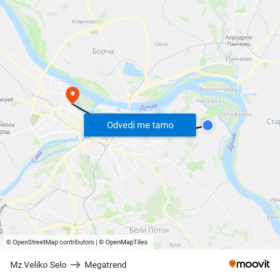 Mz Veliko Selo to Megatrend map