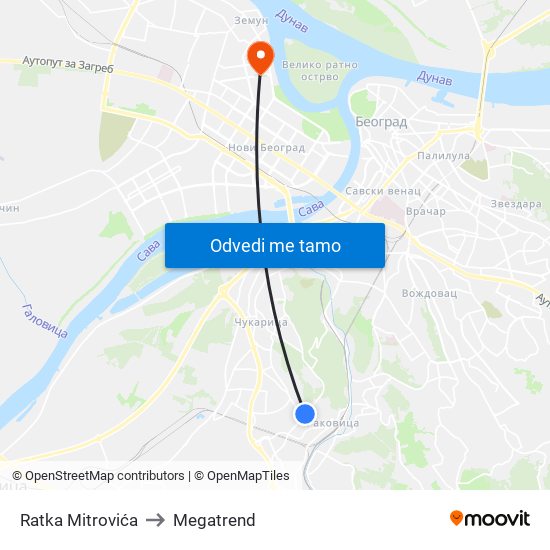 Ratka Mitrovića to Megatrend map