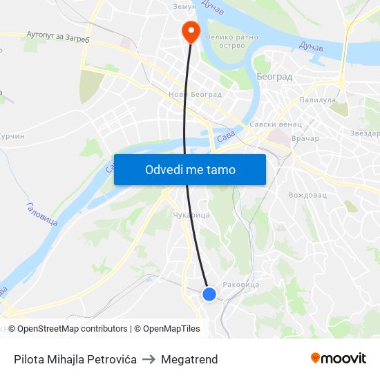 Pilota Mihajla Petrovića to Megatrend map