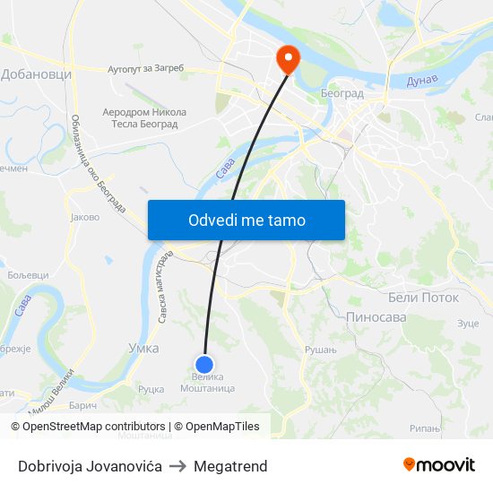 Dobrivoja Jovanovića to Megatrend map