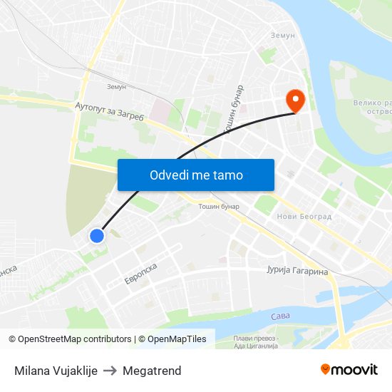 Milana Vujaklije to Megatrend map