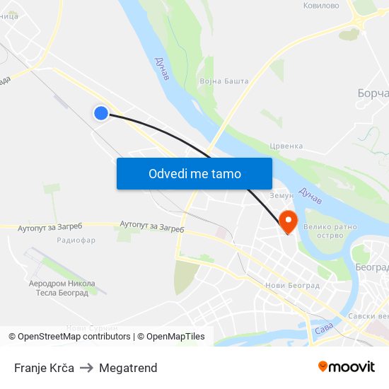 Franje Krča to Megatrend map