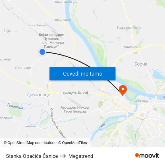 Stanka Opačića Ćanice to Megatrend map