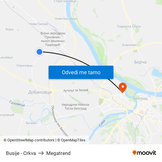 Busije - Crkva to Megatrend map