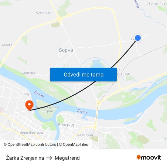 Žarka Zrenjanina to Megatrend map