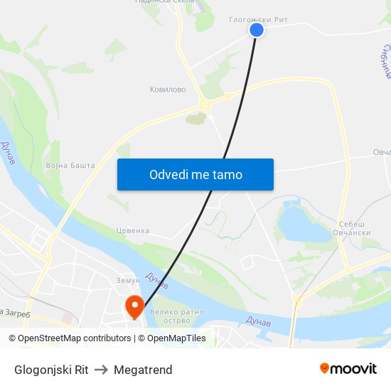 Glogonjski Rit to Megatrend map