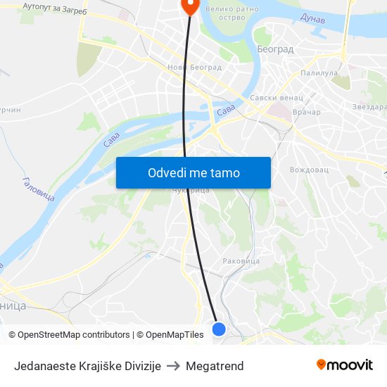 Jedanaeste Krajiške Divizije to Megatrend map