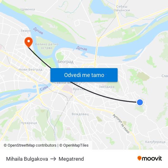 Mihaila Bulgakova to Megatrend map