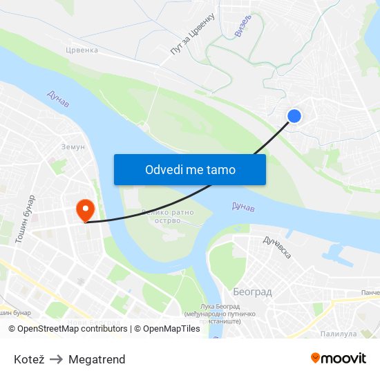 Kotež to Megatrend map