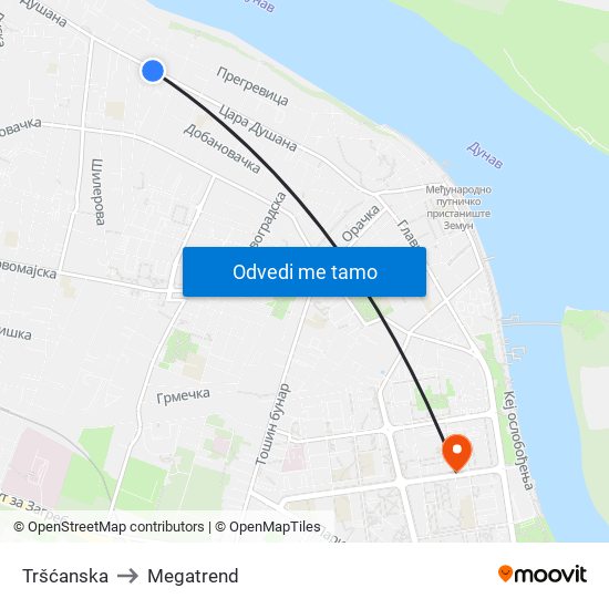 Tršćanska to Megatrend map