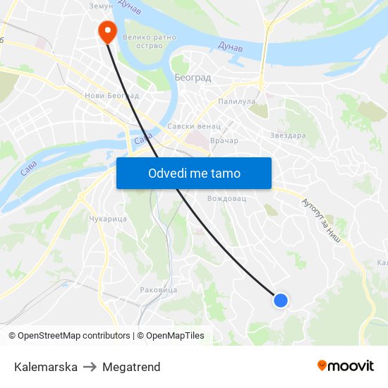 Kalemarska to Megatrend map