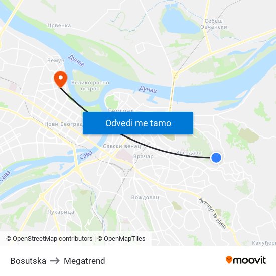 Bosutska to Megatrend map