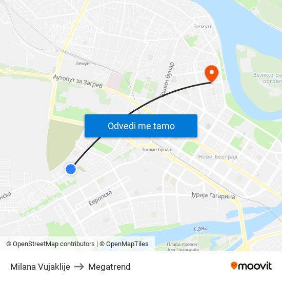 Milana Vujaklije to Megatrend map