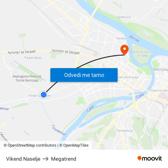 Vikend Naselje to Megatrend map