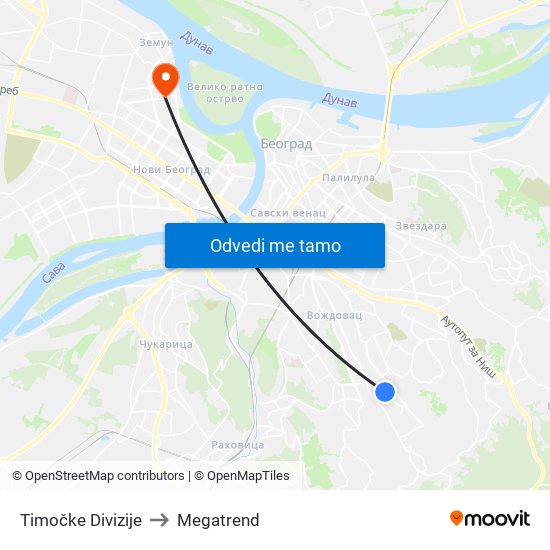 Timočke Divizije to Megatrend map