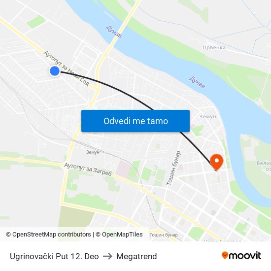 Ugrinovački Put 12. Deo to Megatrend map