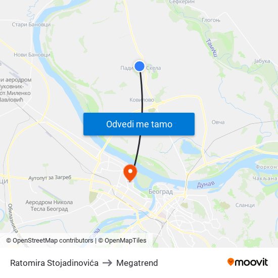 Ratomira Stojadinovića to Megatrend map