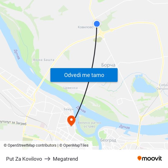 Put Za Kovilovo to Megatrend map